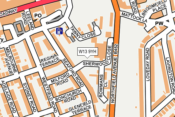 W13 9YH map - OS OpenMap – Local (Ordnance Survey)