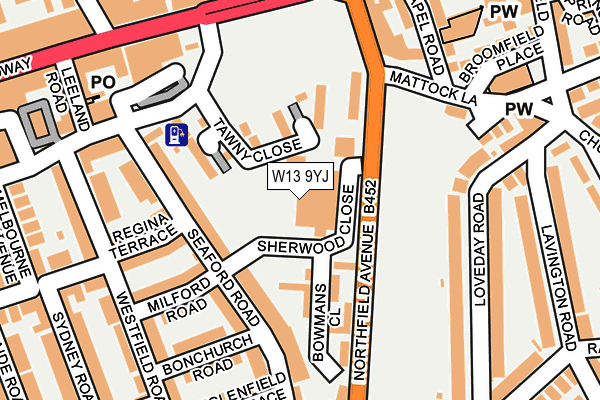 W13 9YJ map - OS OpenMap – Local (Ordnance Survey)