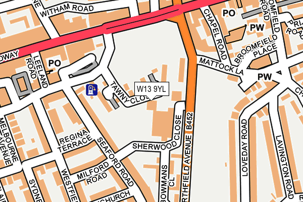 W13 9YL map - OS OpenMap – Local (Ordnance Survey)