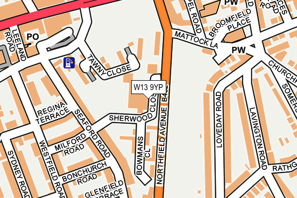 W13 9YP map - OS OpenMap – Local (Ordnance Survey)