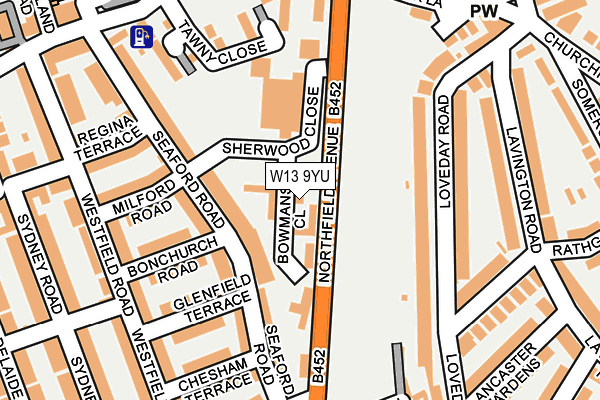 W13 9YU map - OS OpenMap – Local (Ordnance Survey)