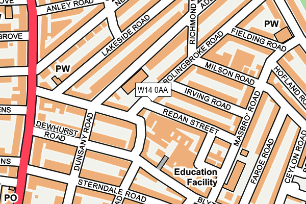 W14 0AA map - OS OpenMap – Local (Ordnance Survey)
