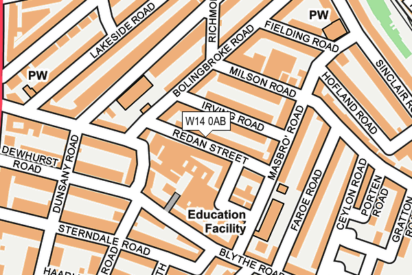 W14 0AB map - OS OpenMap – Local (Ordnance Survey)