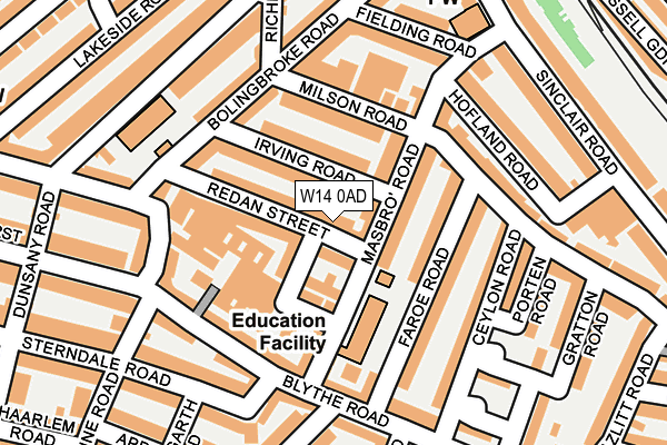 W14 0AD map - OS OpenMap – Local (Ordnance Survey)