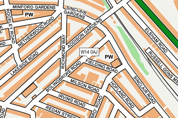 W14 0AJ map - OS OpenMap – Local (Ordnance Survey)