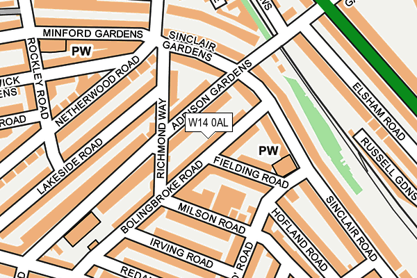 W14 0AL map - OS OpenMap – Local (Ordnance Survey)