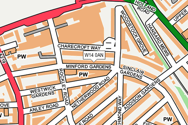 W14 0AN map - OS OpenMap – Local (Ordnance Survey)