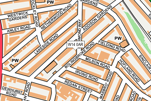 W14 0AR map - OS OpenMap – Local (Ordnance Survey)