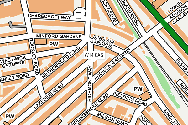 W14 0AS map - OS OpenMap – Local (Ordnance Survey)