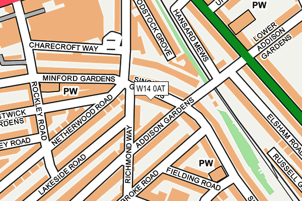 W14 0AT map - OS OpenMap – Local (Ordnance Survey)