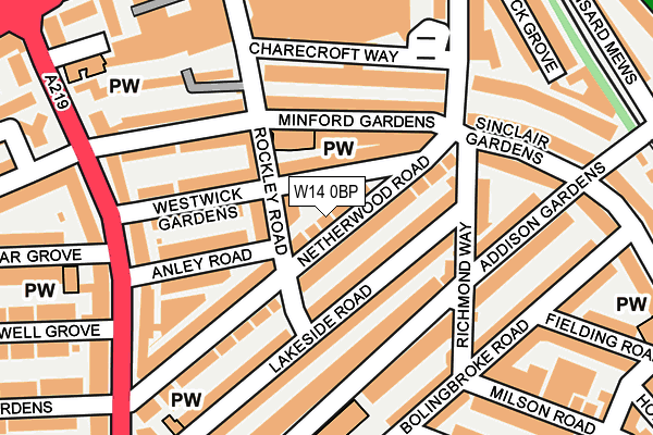 W14 0BP map - OS OpenMap – Local (Ordnance Survey)