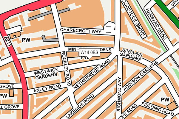 W14 0BS map - OS OpenMap – Local (Ordnance Survey)