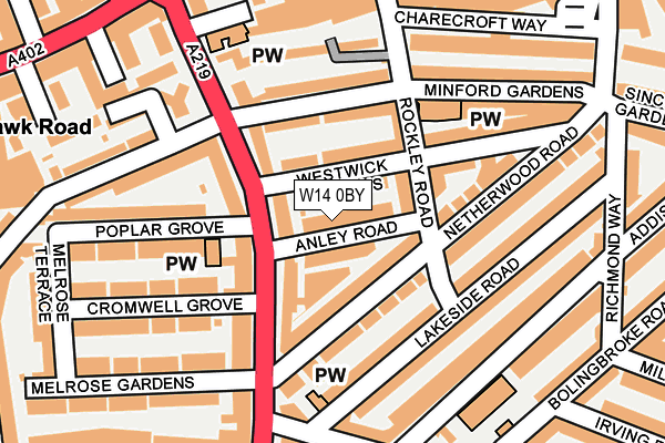 W14 0BY map - OS OpenMap – Local (Ordnance Survey)