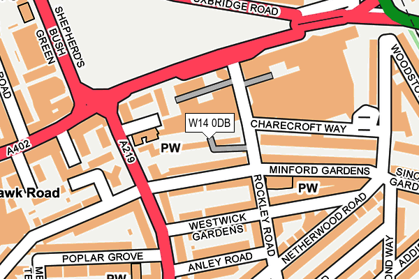 W14 0DB map - OS OpenMap – Local (Ordnance Survey)