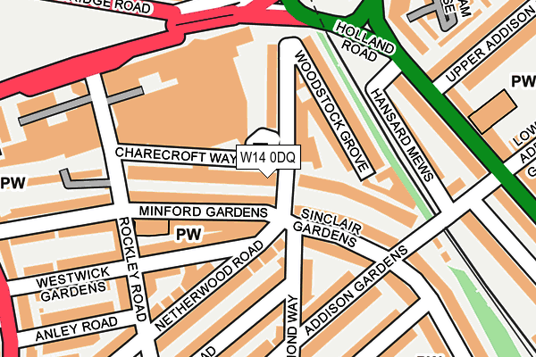 W14 0DQ map - OS OpenMap – Local (Ordnance Survey)
