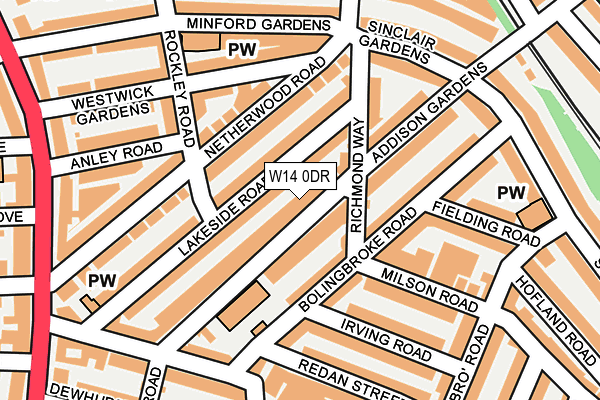 W14 0DR map - OS OpenMap – Local (Ordnance Survey)