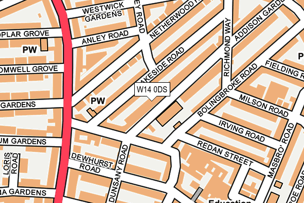 W14 0DS map - OS OpenMap – Local (Ordnance Survey)