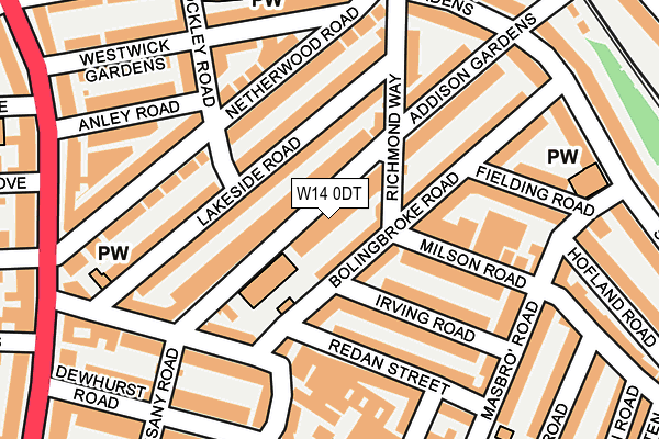 W14 0DT map - OS OpenMap – Local (Ordnance Survey)