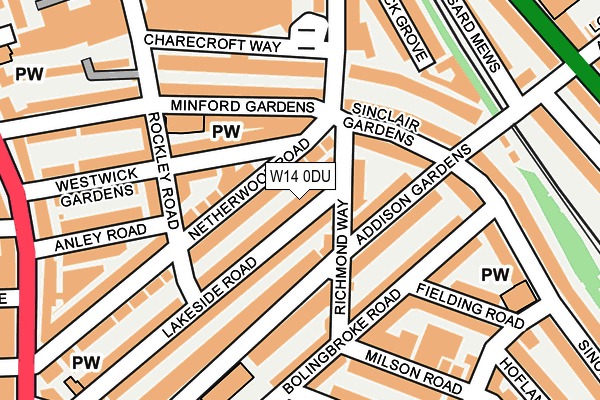 W14 0DU map - OS OpenMap – Local (Ordnance Survey)