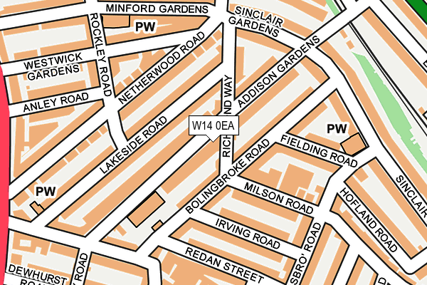 W14 0EA map - OS OpenMap – Local (Ordnance Survey)