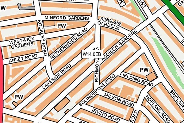 W14 0EB map - OS OpenMap – Local (Ordnance Survey)