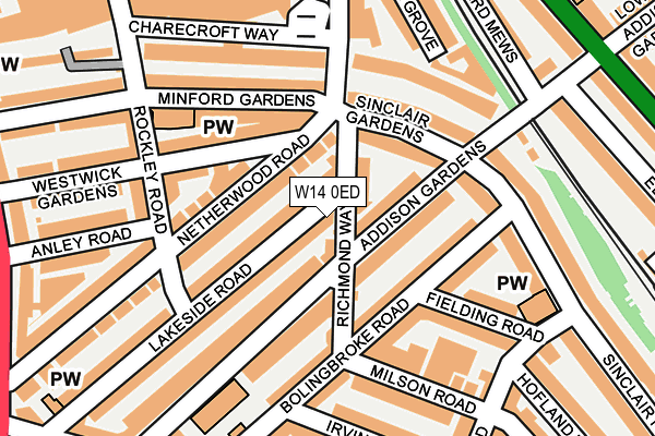 W14 0ED map - OS OpenMap – Local (Ordnance Survey)