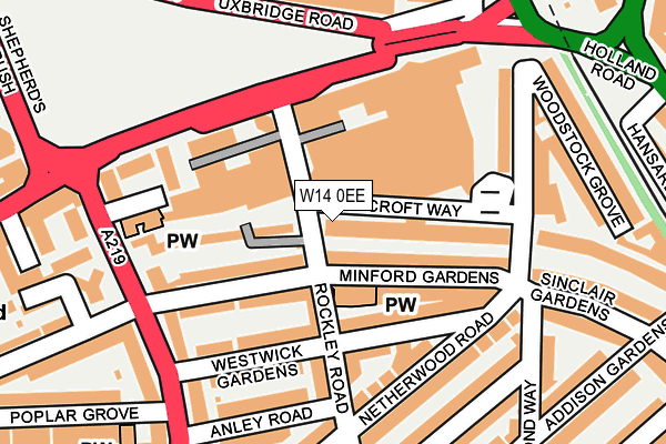 W14 0EE map - OS OpenMap – Local (Ordnance Survey)