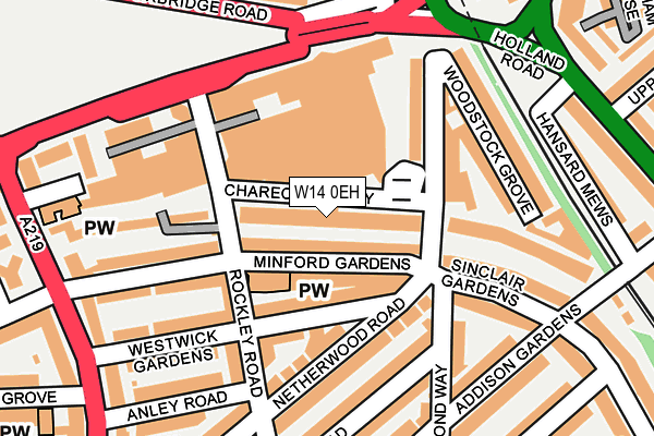 W14 0EH map - OS OpenMap – Local (Ordnance Survey)