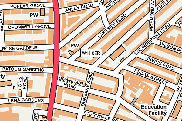 W14 0ER map - OS OpenMap – Local (Ordnance Survey)