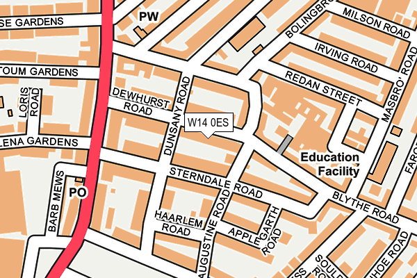W14 0ES map - OS OpenMap – Local (Ordnance Survey)