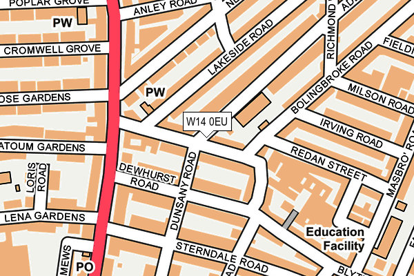 W14 0EU map - OS OpenMap – Local (Ordnance Survey)