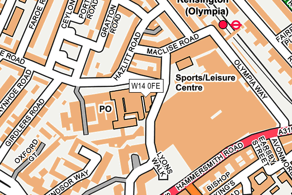 W14 0FE map - OS OpenMap – Local (Ordnance Survey)