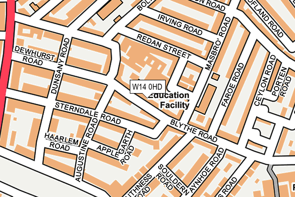 W14 0HD map - OS OpenMap – Local (Ordnance Survey)