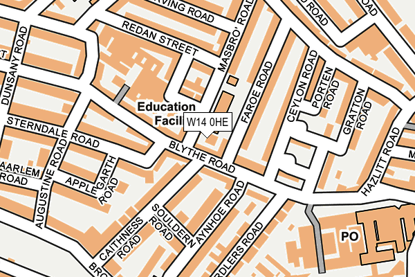 W14 0HE map - OS OpenMap – Local (Ordnance Survey)