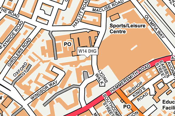 W14 0HG map - OS OpenMap – Local (Ordnance Survey)