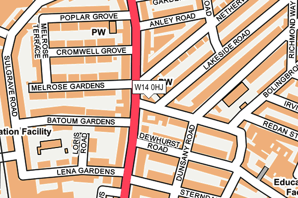 W14 0HJ map - OS OpenMap – Local (Ordnance Survey)