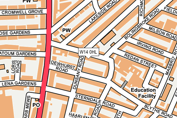 W14 0HL map - OS OpenMap – Local (Ordnance Survey)