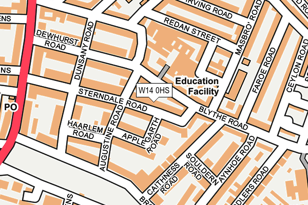 W14 0HS map - OS OpenMap – Local (Ordnance Survey)