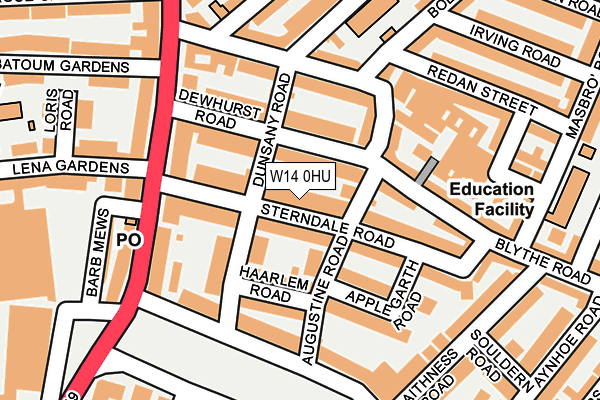 W14 0HU map - OS OpenMap – Local (Ordnance Survey)