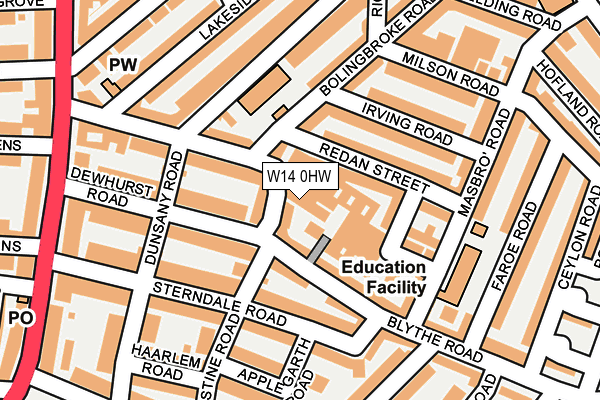 W14 0HW map - OS OpenMap – Local (Ordnance Survey)