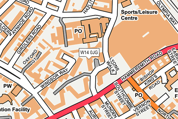 W14 0JG map - OS OpenMap – Local (Ordnance Survey)