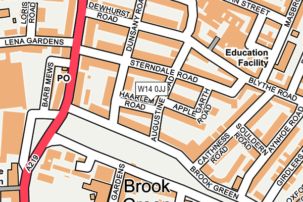 W14 0JJ map - OS OpenMap – Local (Ordnance Survey)