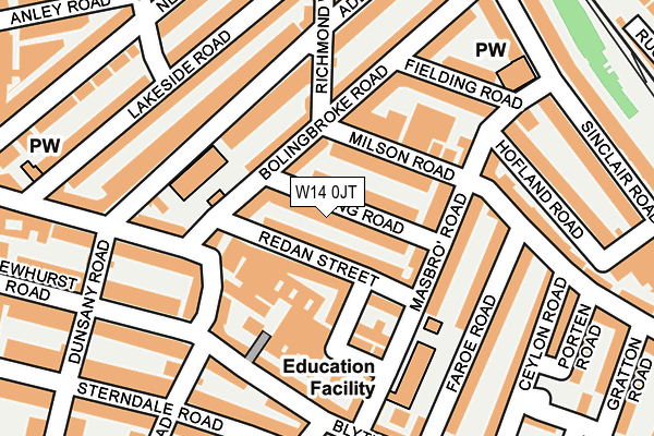 W14 0JT map - OS OpenMap – Local (Ordnance Survey)