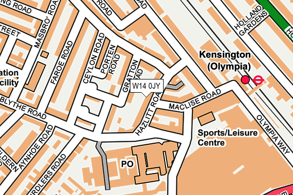 W14 0JY map - OS OpenMap – Local (Ordnance Survey)