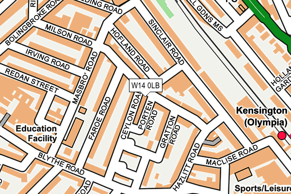 W14 0LB map - OS OpenMap – Local (Ordnance Survey)
