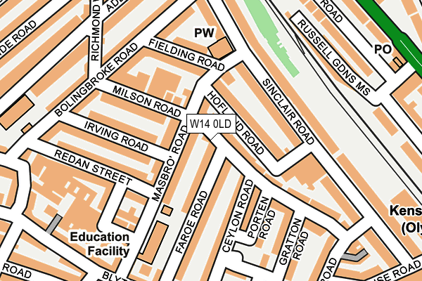 W14 0LD map - OS OpenMap – Local (Ordnance Survey)