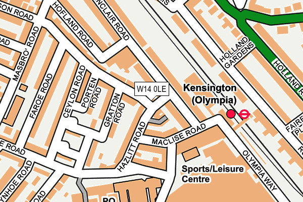 W14 0LE map - OS OpenMap – Local (Ordnance Survey)