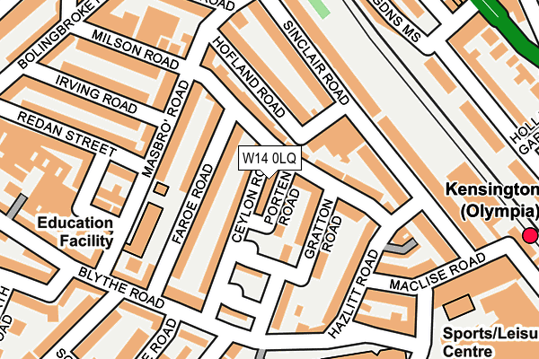 W14 0LQ map - OS OpenMap – Local (Ordnance Survey)