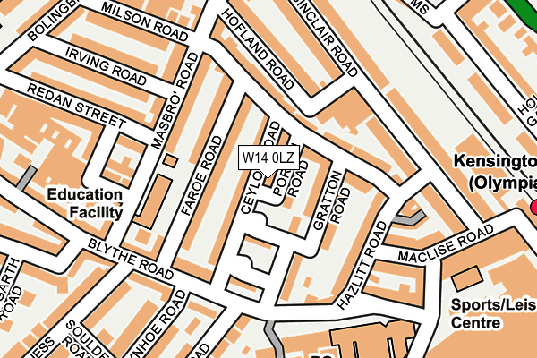 W14 0LZ map - OS OpenMap – Local (Ordnance Survey)