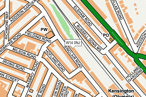 W14 0NJ map - OS OpenMap – Local (Ordnance Survey)